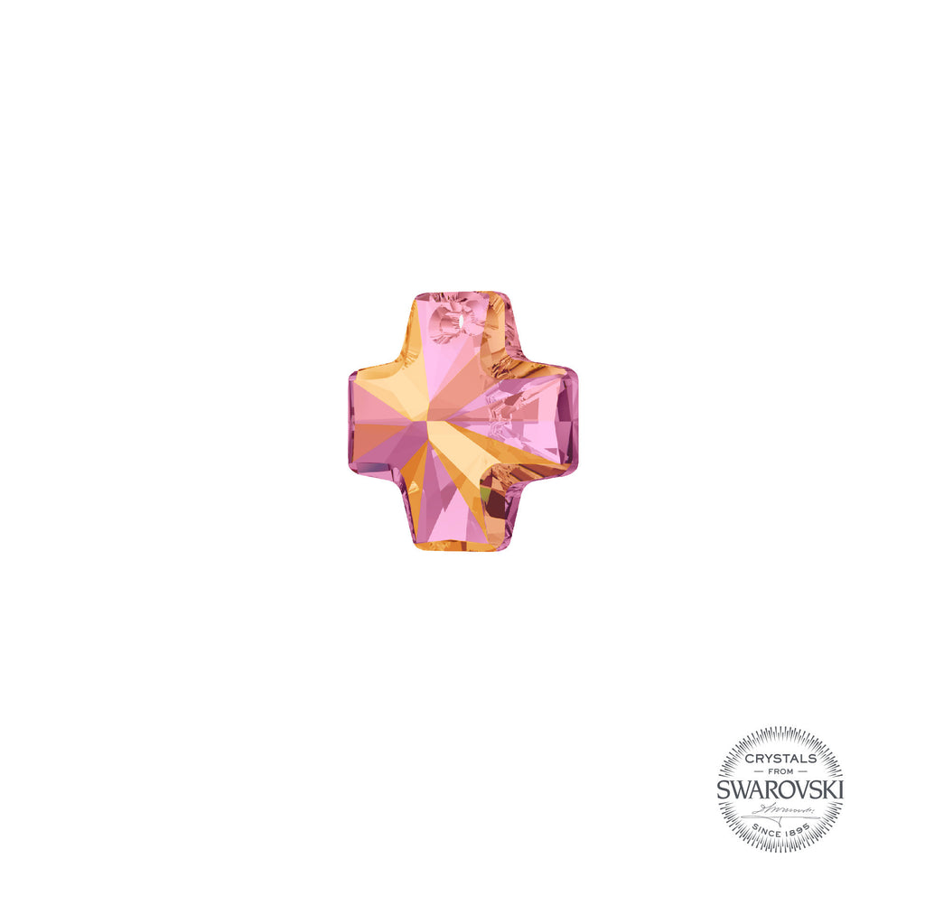 SWAROVSKI CROSS CRYSTAL CHARM - ASTRAL PINK - Luxtrada